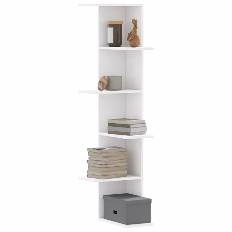 Scaffale angolare da muro vidaXL in legno bianco moderno L/P/H: 36,5 x 36,5 x 140 cm