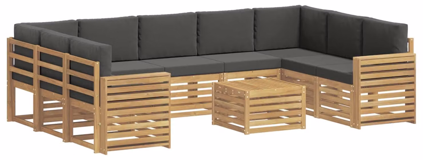 Set di divani da esterno, 10 pezzi, bianco e antracite