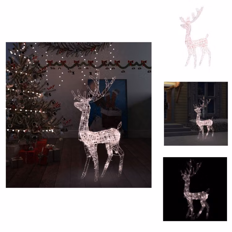 vidaXL LED renna acrilica decorazione natalizia 140 LED 120 cm bianco caldo - Illuminazione natalizia