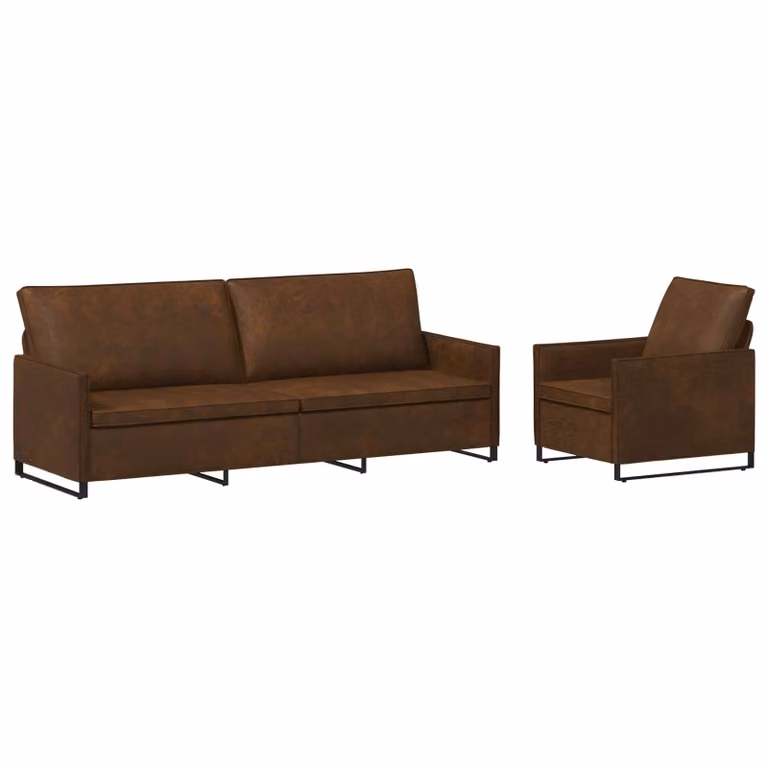 Set di 2 divani moderni vidaXL in tessuto scamosciato sintetico marrone per soggiorno