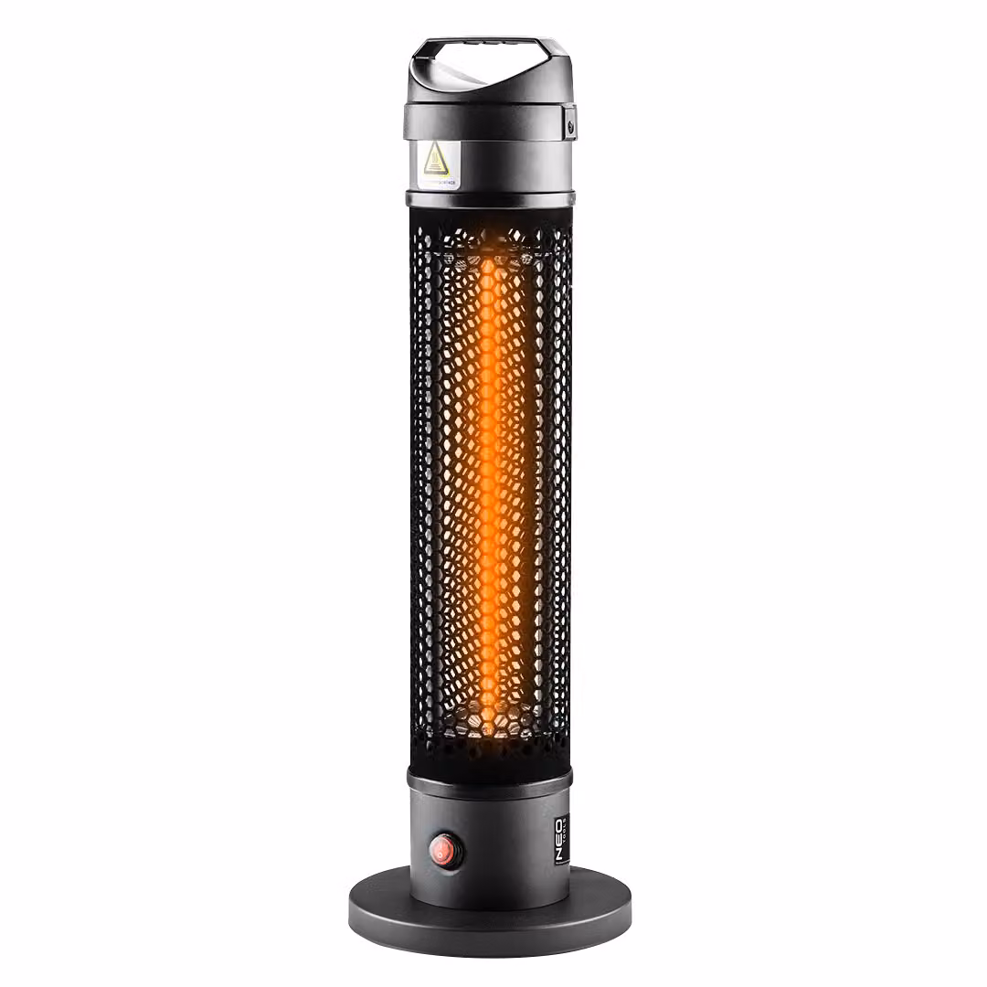 NEO TOOLS riscaldatore radiante a infrarossi indipendente 1000W, IP44, elemento riscaldante lampada in fibra di carbonio, superficie riscaldante 3 m², durata della luce 6000 h, funzionamento sicuro - la funzione di riscaldamento si spegne se il riscaldato