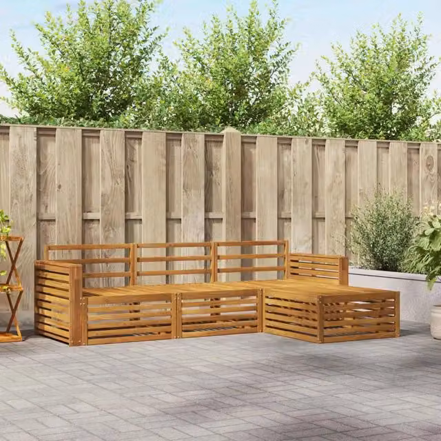 Set di divani da esterno 4 pz Naturale Legno di Acacia Massello 3373264