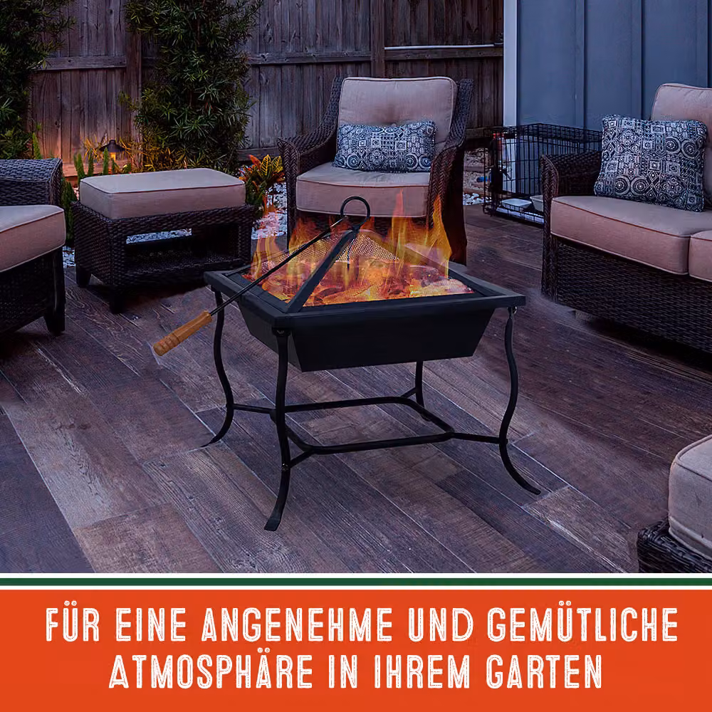 Braciere da giardino Gardebruk® in acciaio nero con parascintille, L/P/H: 45 x 45 x 45 cm – 2