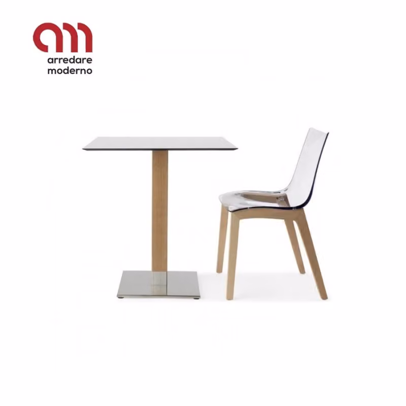 Tavolino Bar Natural Tiffany Scab H.75 con piano stratificato compact e base quadrata