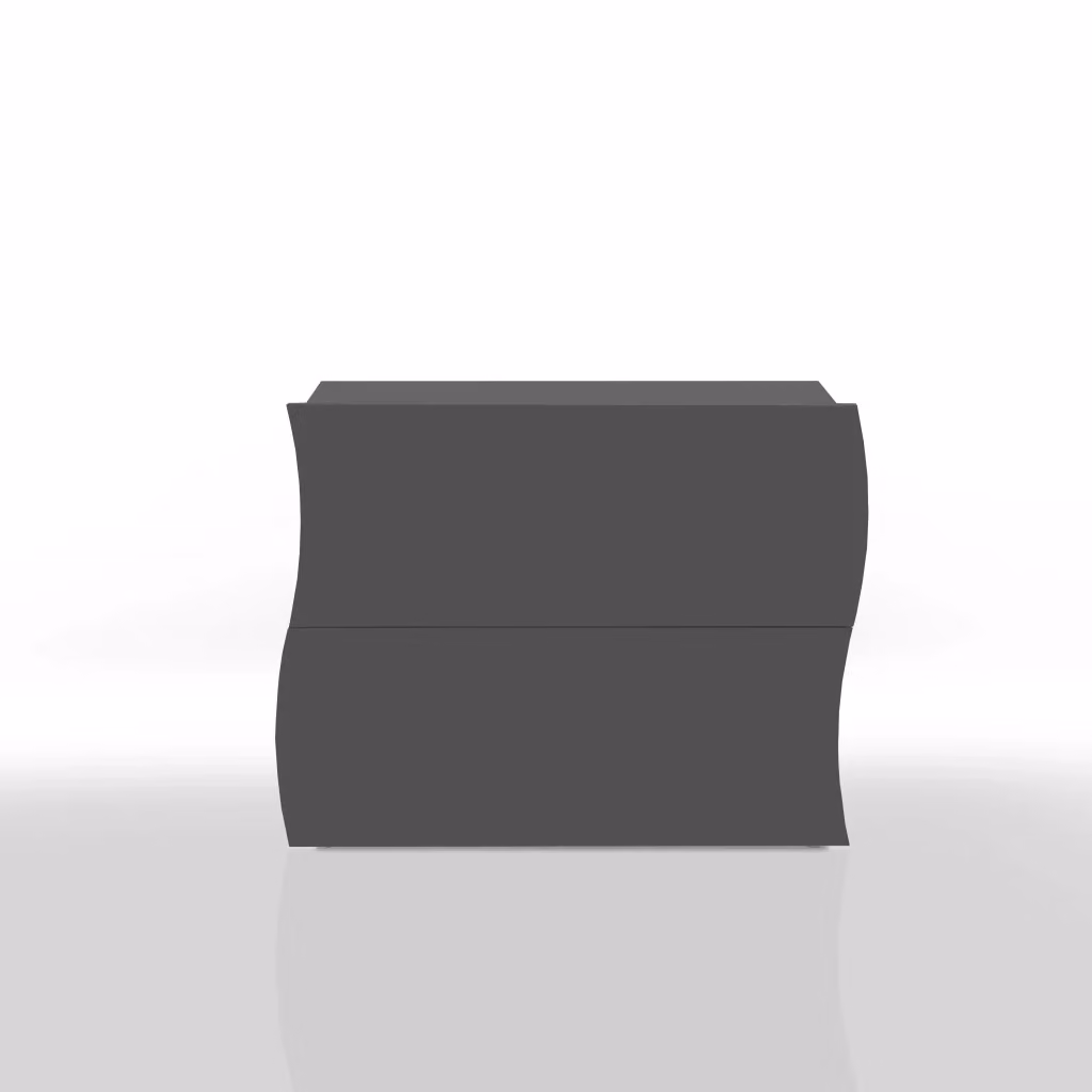 Comodino Onda con 2 Cassetti GIORDANOSHOP in MDF Antracite Opaco L: 50 cm, P: 40 cm, H: 41,3 cm – 2