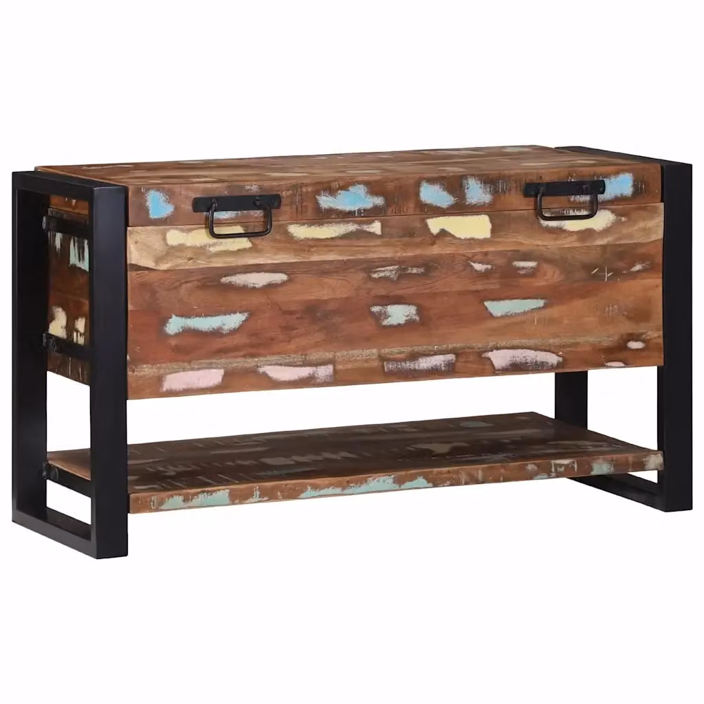 Scatola di stoccaggio multicolore in legno massello di recupero CFW5642974 L: 45 cm, P: 35 cm, H: 20,6 cm – 2
