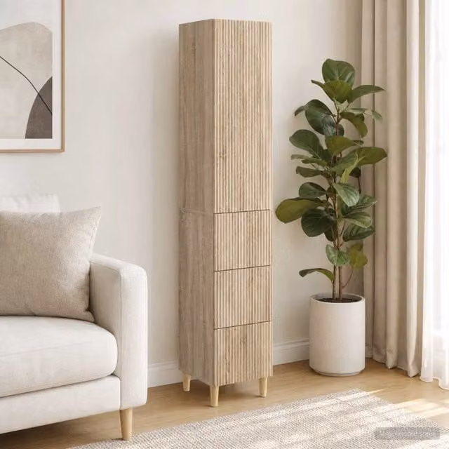 Set di 2 armadi moderni vidaXL in legno beige opaco con ante a battente, ripiani e cassetti interni, da appendere a parete