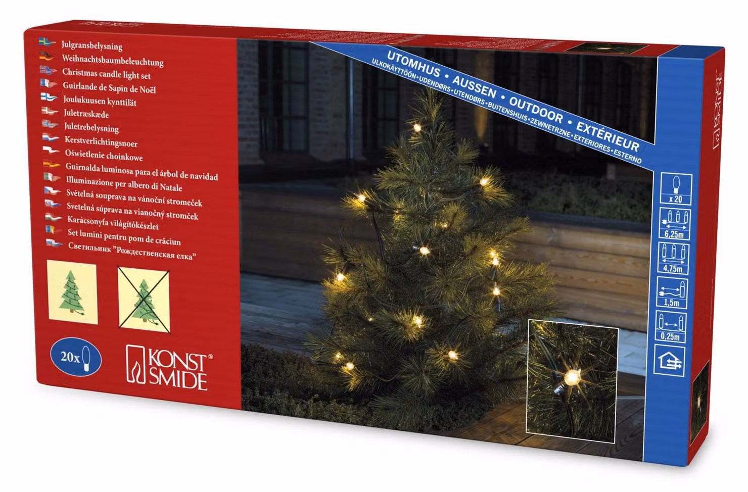Catena di luci, 20 lampadine trasparenti, decorazioni in filigrana, 230 V, grado di protezione IP44
