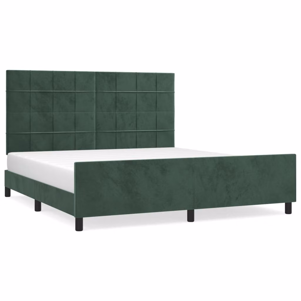 Giroletto senza Materasso Verde Scuro 160x200 cm in Velluto