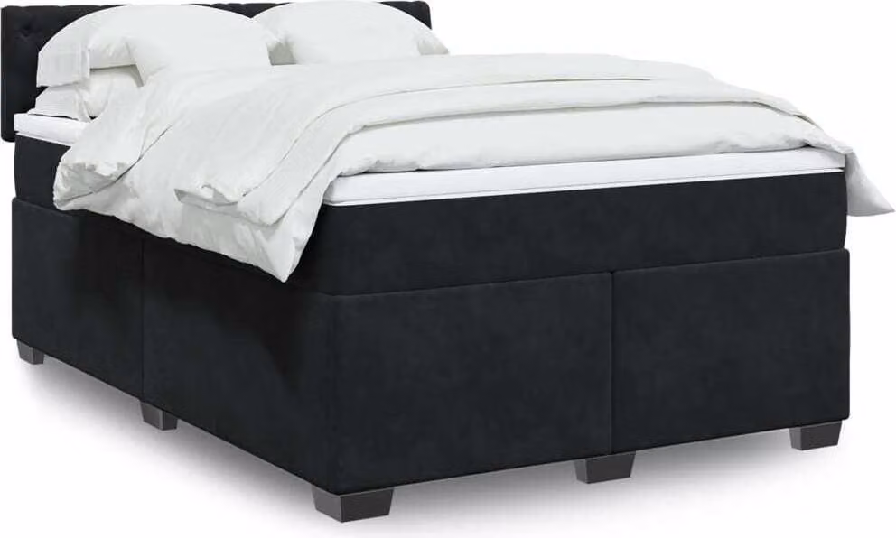 Maison Exclusive - Giroletto a Molle con Materasso Nero 160x200 cm in Velluto