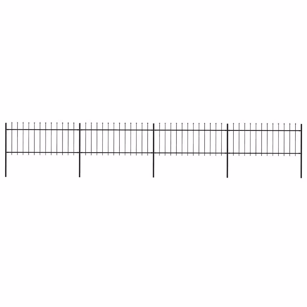Recinzione da giardino vidaXL con punta a lancia in acciaio nero L: 671 cm, H: 80 cm