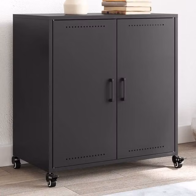 Credenza Nera 68x39x72 cm in Acciaio 846656