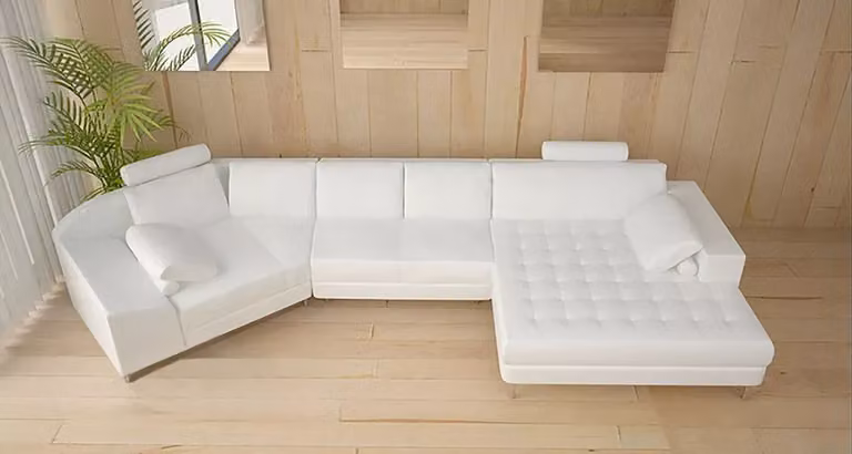 Moderne Sofa Ecksofa U-Form Ledersofa Eckcouch Polster Designer Sofa Couch