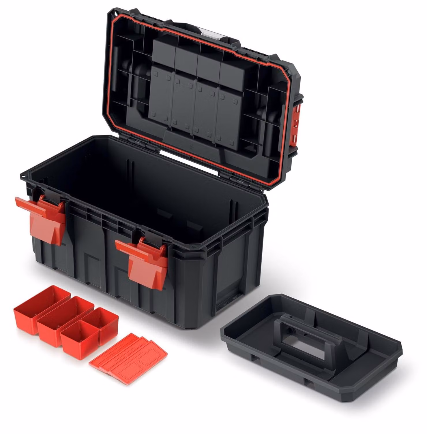 Cassetta portattrezzi con supporto per utensili, divisori interni, in plastica, dimensioni 45 x 28 x 26,4 cm