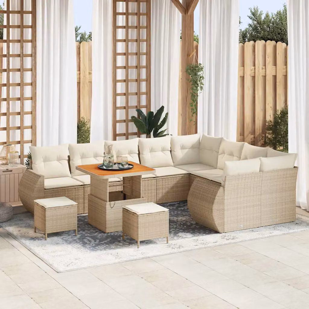 Set Divano da Giardino vidaXL 12 Posti Moderno con Cuscini Beige e Bianco in Metallo e Tessuto Resistente ai Raggi UV – 1