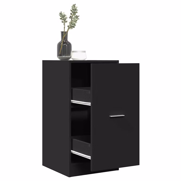 Armadietto da Farmacia vidaXL Nero in MDF con Ripiani e Cassetti L/P/H: 40 x 41 x 77,5 cm