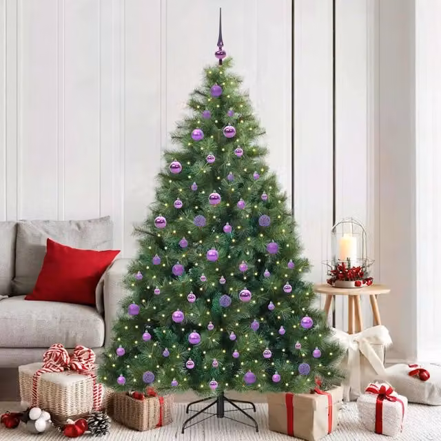 Albero di Natale artificiale moderno vidaXL verde con 300 LED luce bianca calda in PE e PVC, Altezza: 180 cm – 1