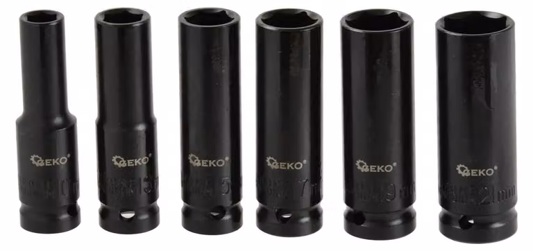 Set-kit 6 chiavi a bussola lunghe 1/2", 10-21 mm, bussole a impulsi, per riparazioni auto cambio gomme