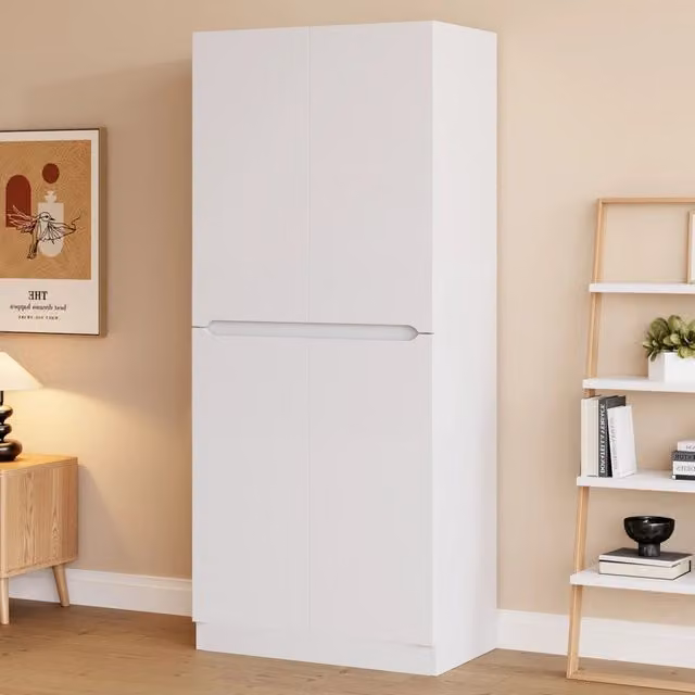 Armadio a due ante 70x40x170 cm in legno; metallo; compensato e MDF; bianco