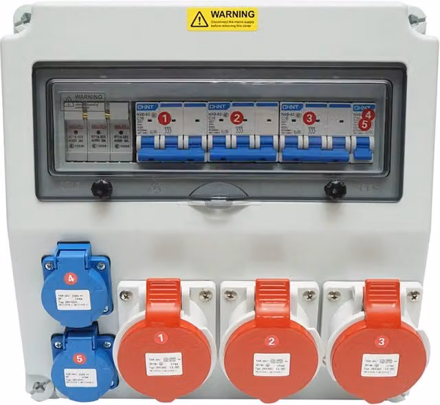 Pannello gruppo prese per organizzazione cantiere 2x230V/16A, 3x415V/16A, 330x330x170mm IP44/IP67 SUNTREE