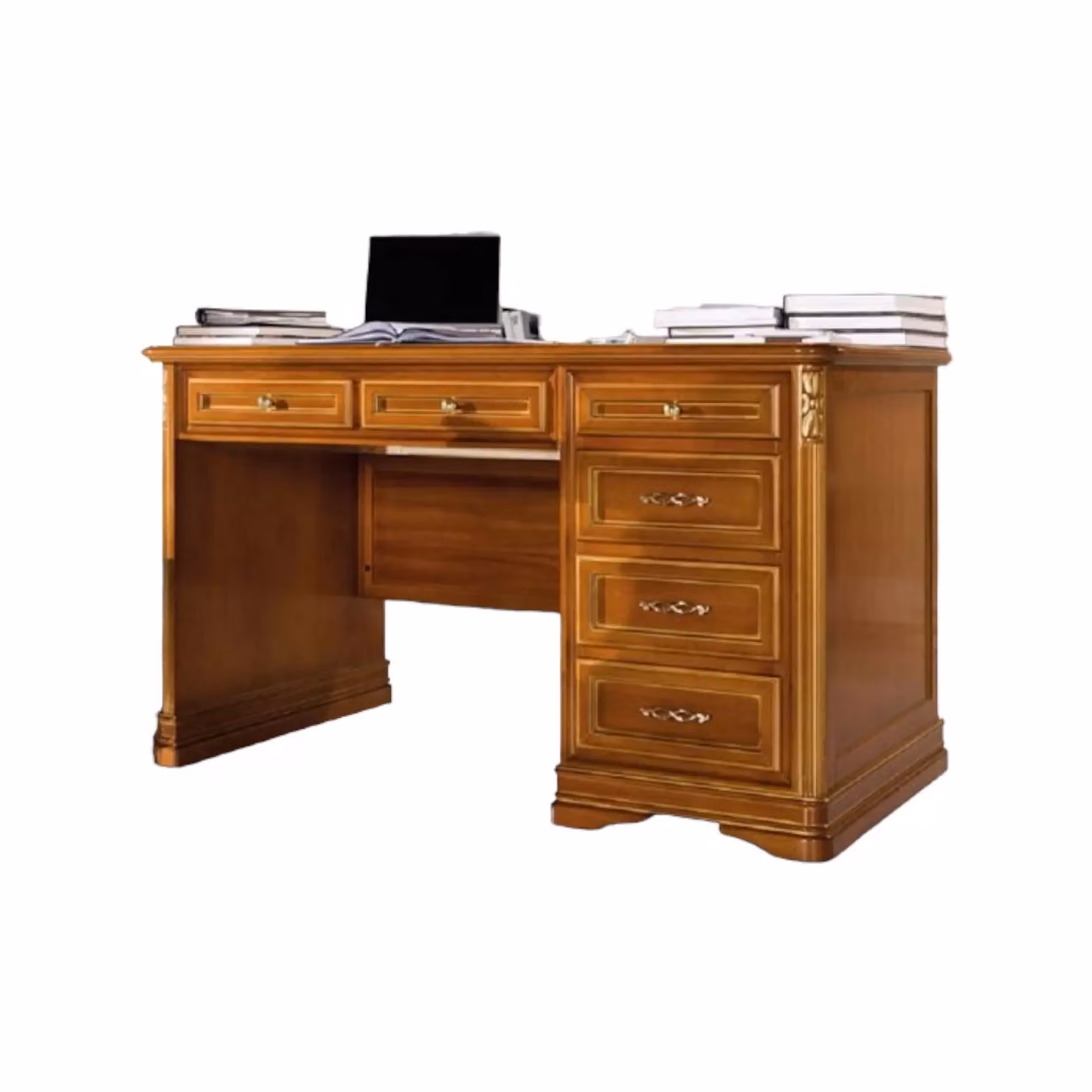 Scrivania con 6 cassetti in legno Mobili 2G colore marrone L: 140 cm, P: 85 cm, H: 82 cm – 1
