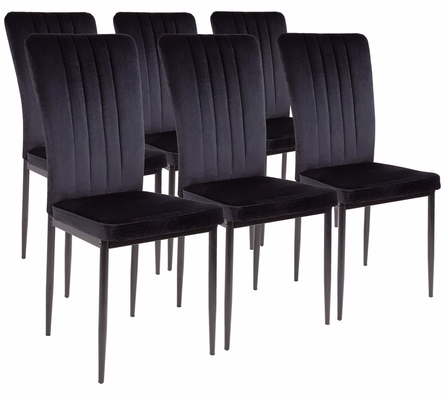 Sedie da pranzo Albatros con rivestimento in velluto, set di 6 MODENA, nero - Elegante design vintage, elegante sedia da pranzo imbottita - sedia da cucina o da sala da pranzo con elevata capacità di carico