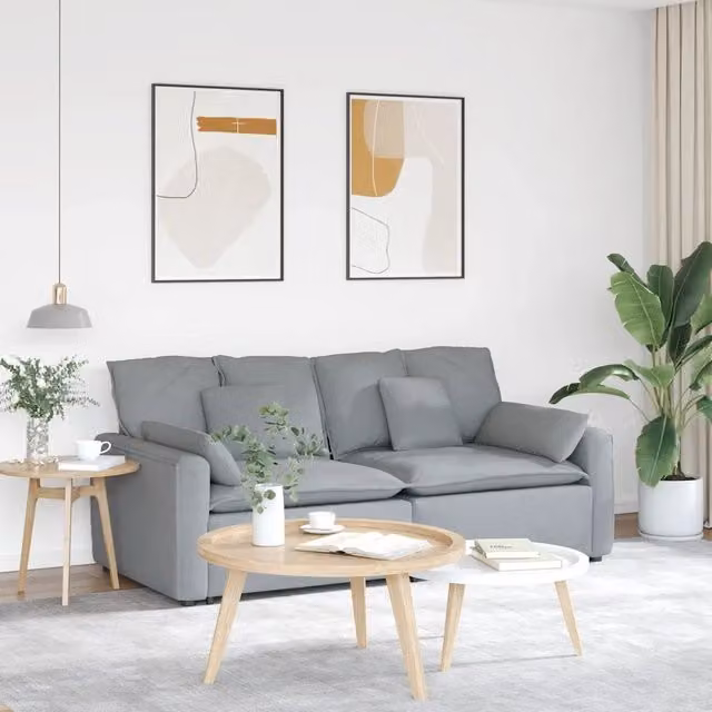 Divano Modulare con Cuscini-Sofa Modulare-Divanetto Grigio Chiaro 742482