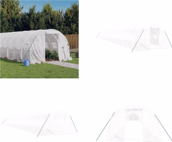 vidaXL Serra con telaio in acciaio bianco 60 m² 20x3x2 m - Serra - Serre - Polytunnel - Serra calpestabile