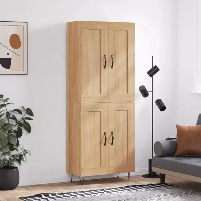 Credenza-Buffet-Armadio da cucina Rovere Sonoma 69,5x34x180 cm in Legno Multistrato 541647
