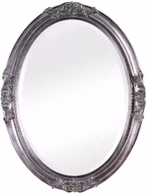 Specchiera in foglia argento ovale- misure: 72 x 92 x 5,5 - Mobili 2G