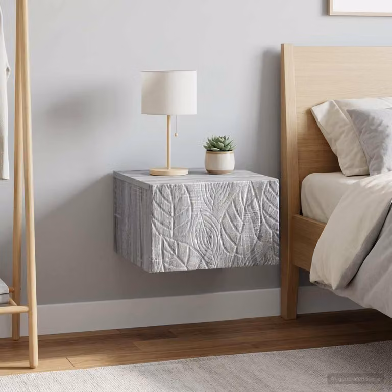 Set di 2 comodini sospesi vidaXL in stile moderno, colore grigio, L 49 cm x P 34,5 cm x H 20 cm