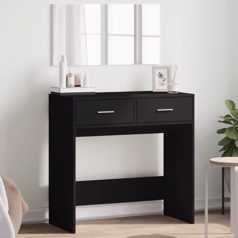 vidaXL Toeletta con Specchio Nero L: 80 cm, P: 39 cm, H: 80 cm