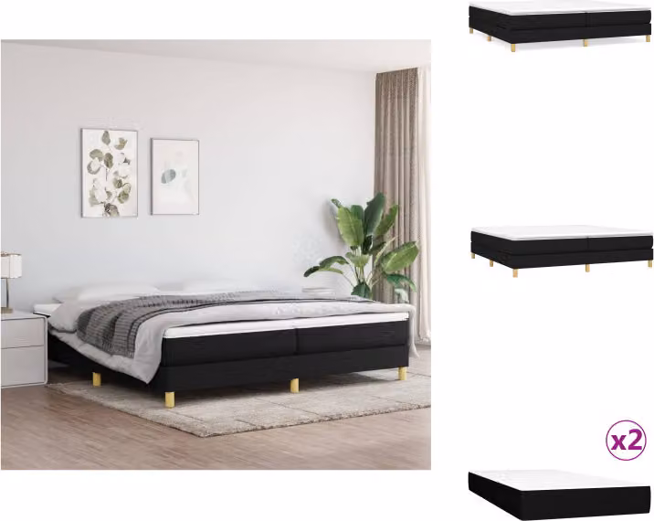 vidaXL Letto a molle con materasso nero 200x200 cm in tessuto - Letti e strutture letto