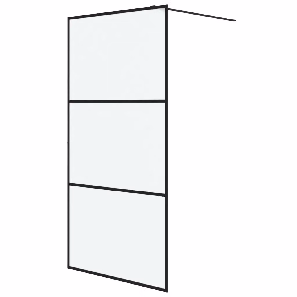 Parete Doccia Walk In vidaXL in Vetro Smerigliato con Profilo Nero L: 100 cm, H: 195 cm – 2
