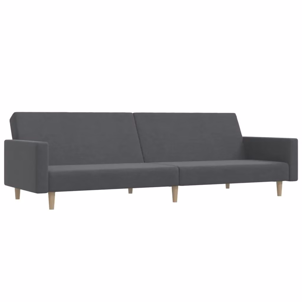 Divano Letto Click Clack vidaXL Grigio con Struttura in Legno Solido e Poggiatesta Regolabile L: 220 cm, P: 84,5 cm, H: 69 cm – 2