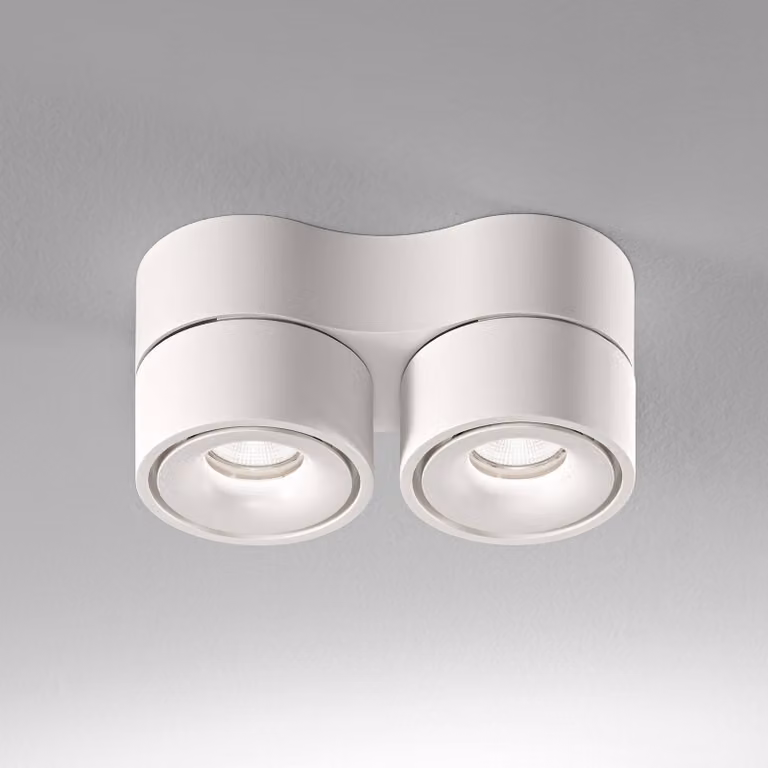 Egger Licht DLS Faretto da soffitto LED Clippo Duo, a 2 luci, bianco, 2.700K dimmerabile, Bianco / Opale, Studio / Ufficio, Alluminio, Moderno, Downlight