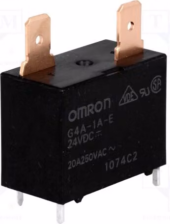 1 relè: elettromagnetico. Bobina: 24 VDC. Serie: G4A. Modello: G4A-1A-E. 24 VDC. Relè elettromagnetico