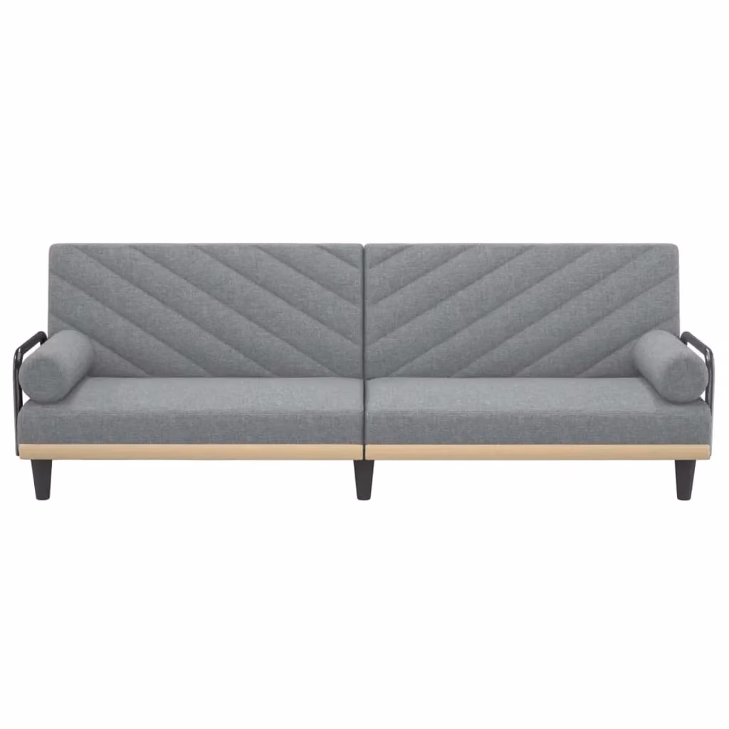 Divano letto moderno in tessuto grigio con braccioli e poggiatesta regolabile HELLOSHOP26 L: 205 cm, P: 89 cm, H: 70 cm – 2
