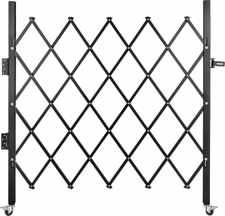 Cancello di sicurezza pieghevole singolo, cancello pieghevole 48" H x 66" W, cancello di sicurezza a fisarmonica in acciaio, cancello di sicurezza espandibile flessibile, cancello barricata rotante a 360°, cancello a forbice o porta con lucchetto