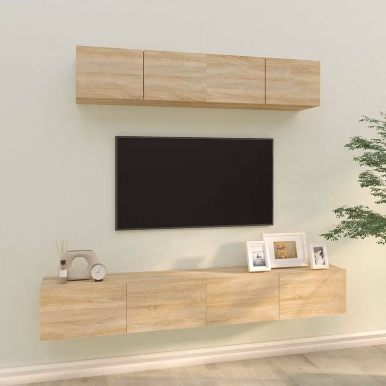 Set di Mobili Porta TV 4 pz vidaXL in Legno Rovere e MDF Beige e Marrone