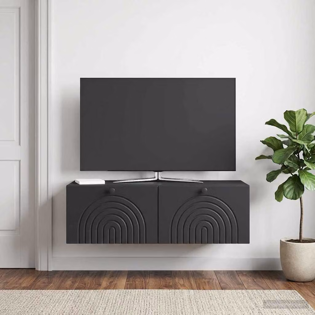 vidaXL Mobile Porta TV da Muro Moderno Nero L/P/H: 99 x 41 x 30 cm