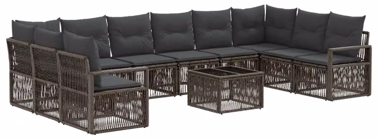Set Divano da Giardino 11 pcs Grigio polyrattan