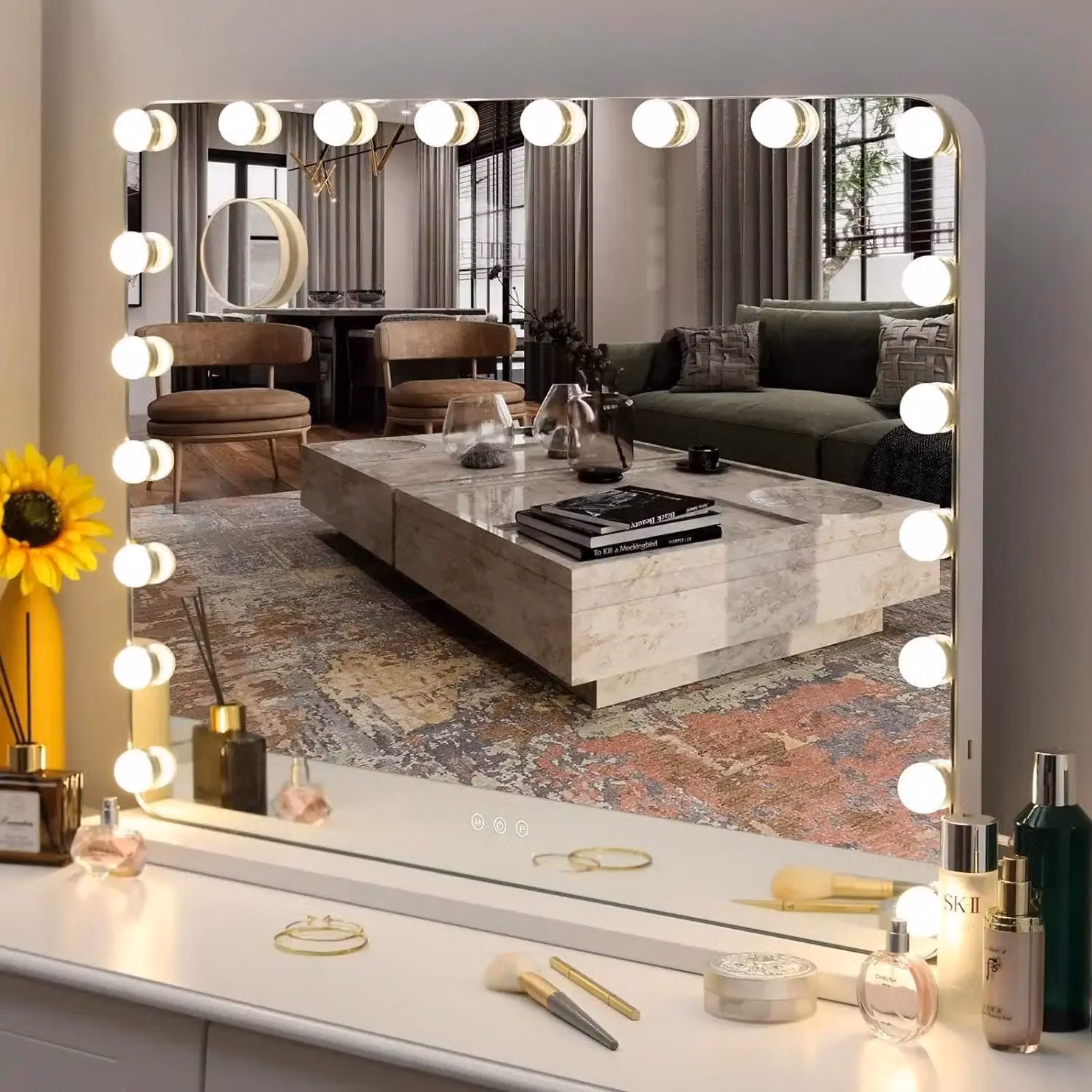 Specchio da trucco Hollywood - Specchio da trucco con LED - Specchio illuminato - Grande specchio da trucco
