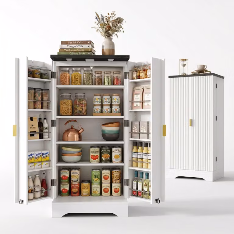 MobileR: Armadietto alto per cucina, armadietto alto da 60,5 x 40 x 120 cm, bianco, MDF