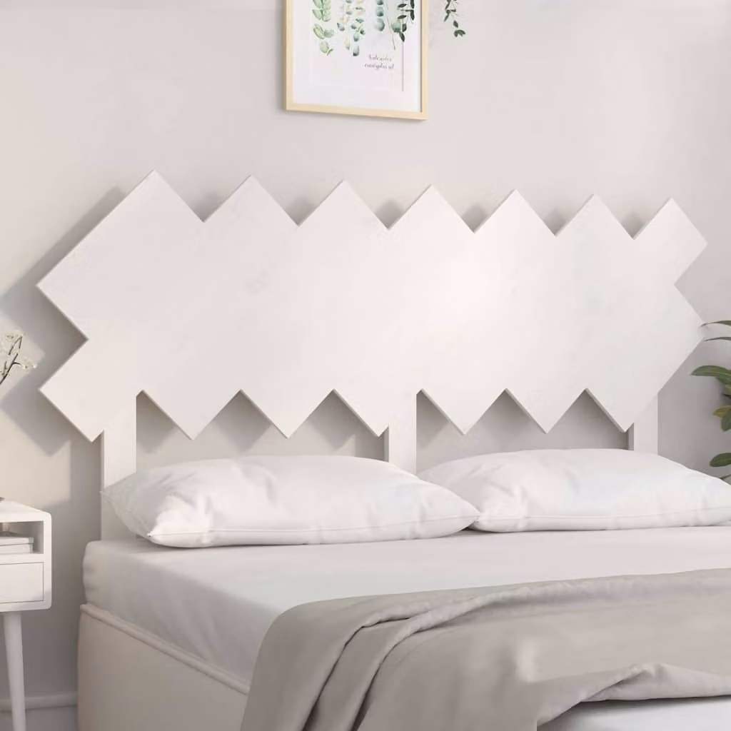 Testiera per letto vidaXL in legno massello di pino bianco, stile rustico, L 141 cm x P 3 cm x H 80,5 cm
