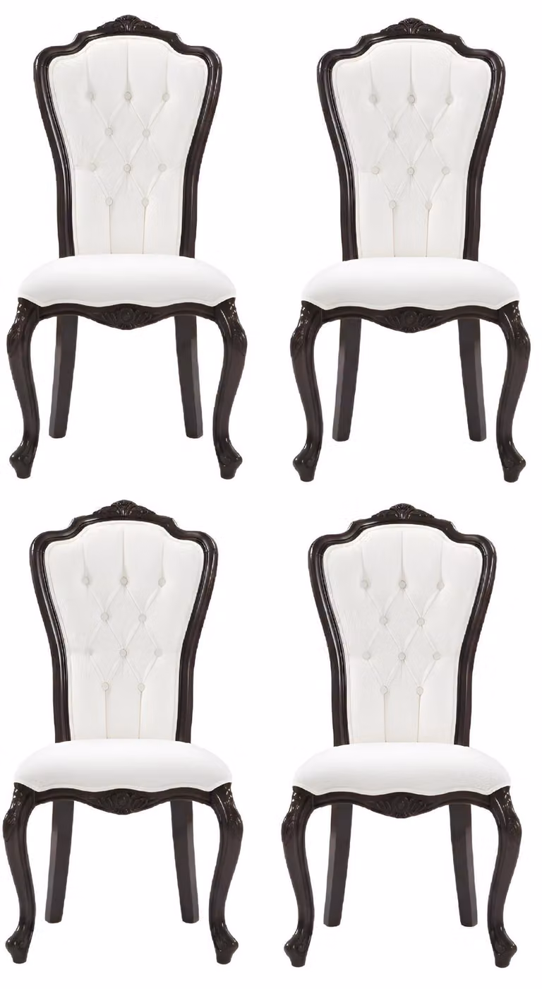 Sedia, colore bianco, stile classico, struttura in legno, schienale morbido, nuova