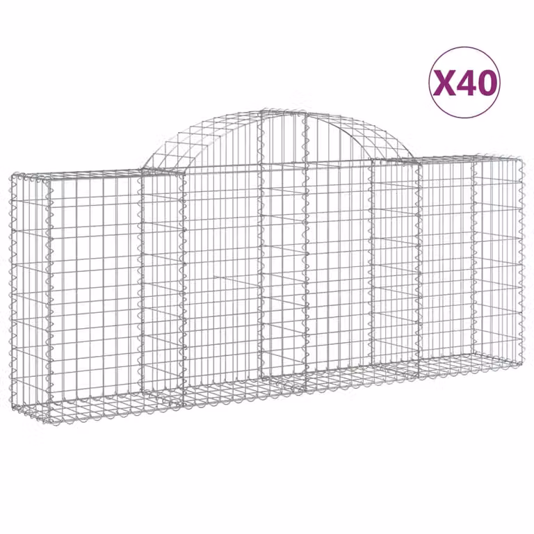 Cesti Gabbioni ad Arco 40 pz 200x30x80/100 cm Ferro Zincato