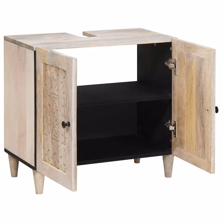 Mobile da bagno vidaXL moderno a parete in legno bianco e beige L: 62 cm, P: 33 cm, H: 58 cm