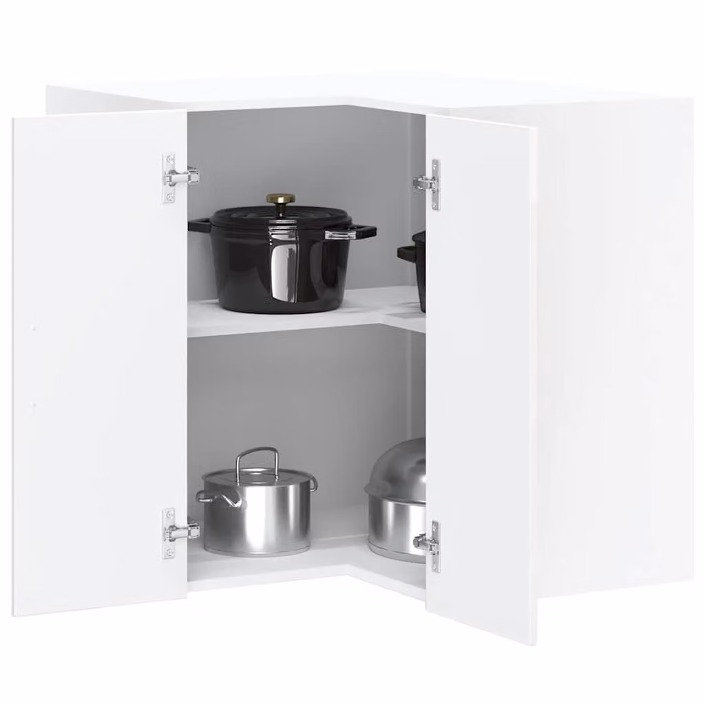 Pensile da cucina ad angolo Kalmar vidaXL Bianco Lucido in MDF e composito L: 60 cm, P: 57 cm, H: 57 cm