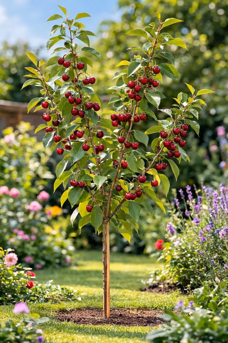 Ciliegia acida ‘Morello’ 100–120 cm | Prunus cerasus Morello | pianta di ciliegio robusta e resistente all'inverno | ciliegio produttivo per il giardino
